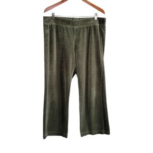 Eddie Bauer Women's Soft Velour Wide Leg Lounge Sweatpants Size L Green